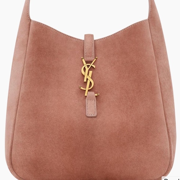 Saint Laurent Barely Pink Suede Small Le 5 A 7 Supple Hobo Bag  7139381U80W NEW - Picture 1 of 11